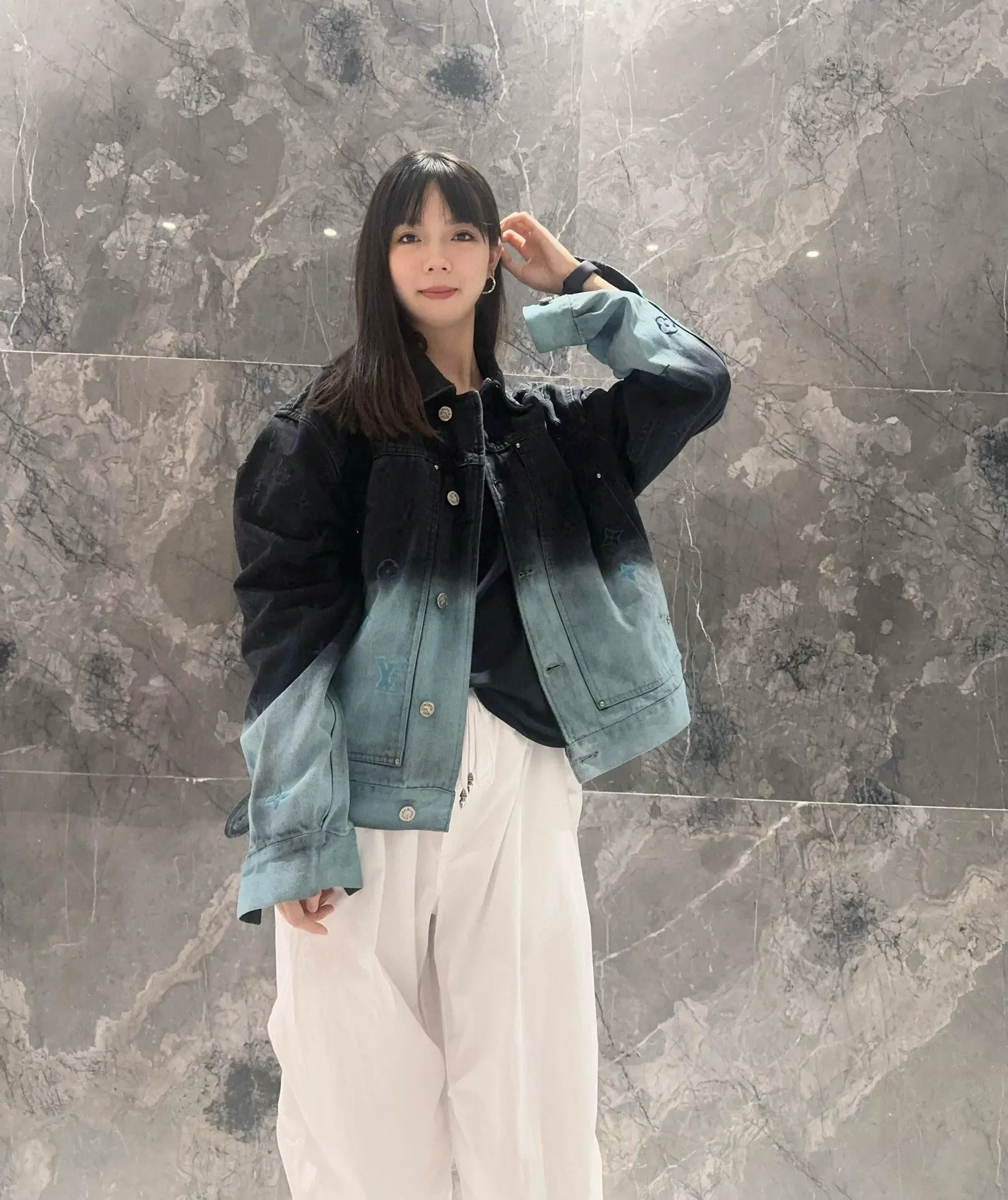 Louis Vuitton/Louis Vuitton presbyopic gradient embroidered denim jacket
